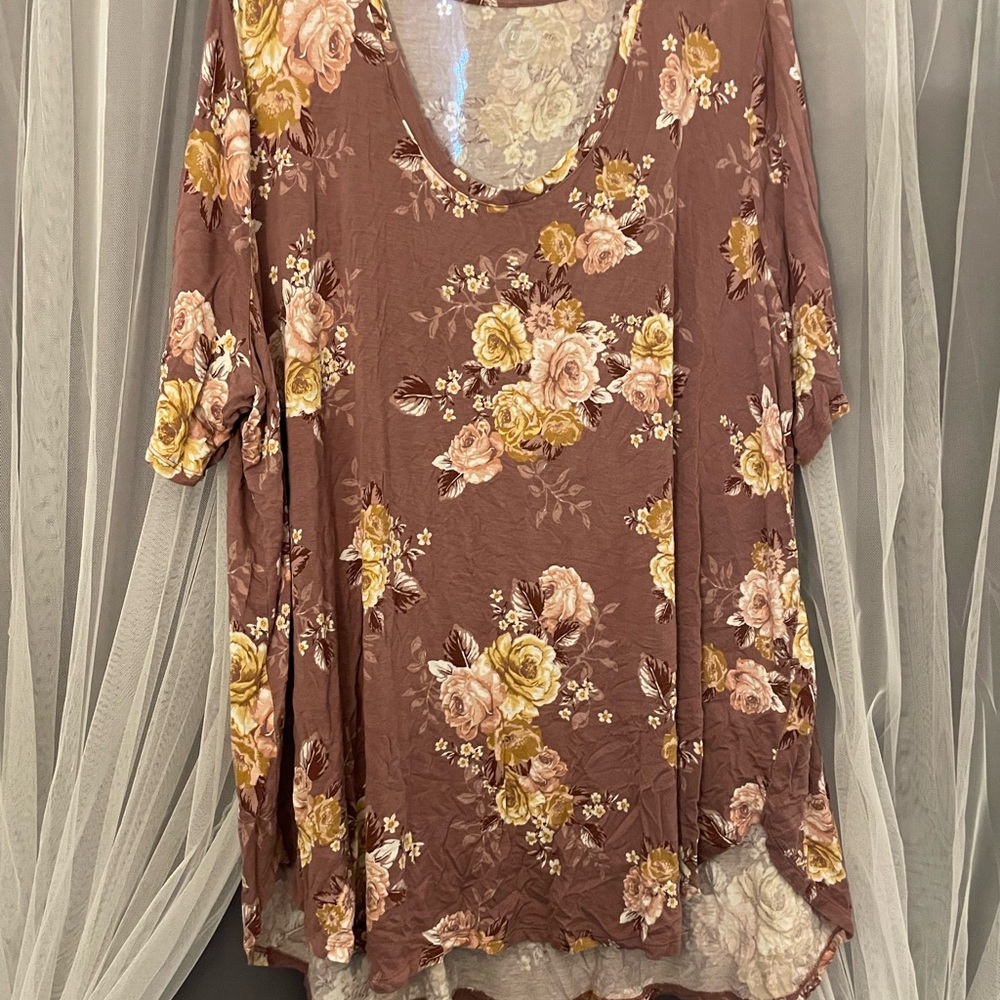 Maurices Floral Blouse - Brown and Yellow